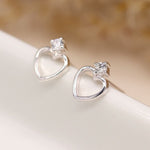 Load image into Gallery viewer, POM - Sterling Silver Heart &amp; Crystal Cut Out Studs
