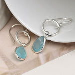 Load image into Gallery viewer, POM - Sterling Silver Blue Chalcedony Drop Earrings
