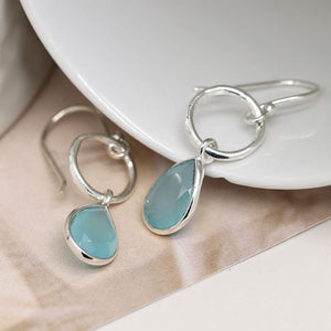 POM - Sterling Silver Blue Chalcedony Drop Earrings