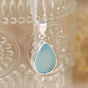 POM - Sterling Silver Blue Chalcedony Faceted Necklace