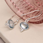 Load image into Gallery viewer, POM - Sterling Silver Oval Blue Topaz Earrings
