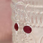 Load image into Gallery viewer, POM - Sterling Silver Oval Ruby Earrings
