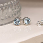 Load image into Gallery viewer, POM - Sterling Silver Blue Topaz Cut 5mm Studs
