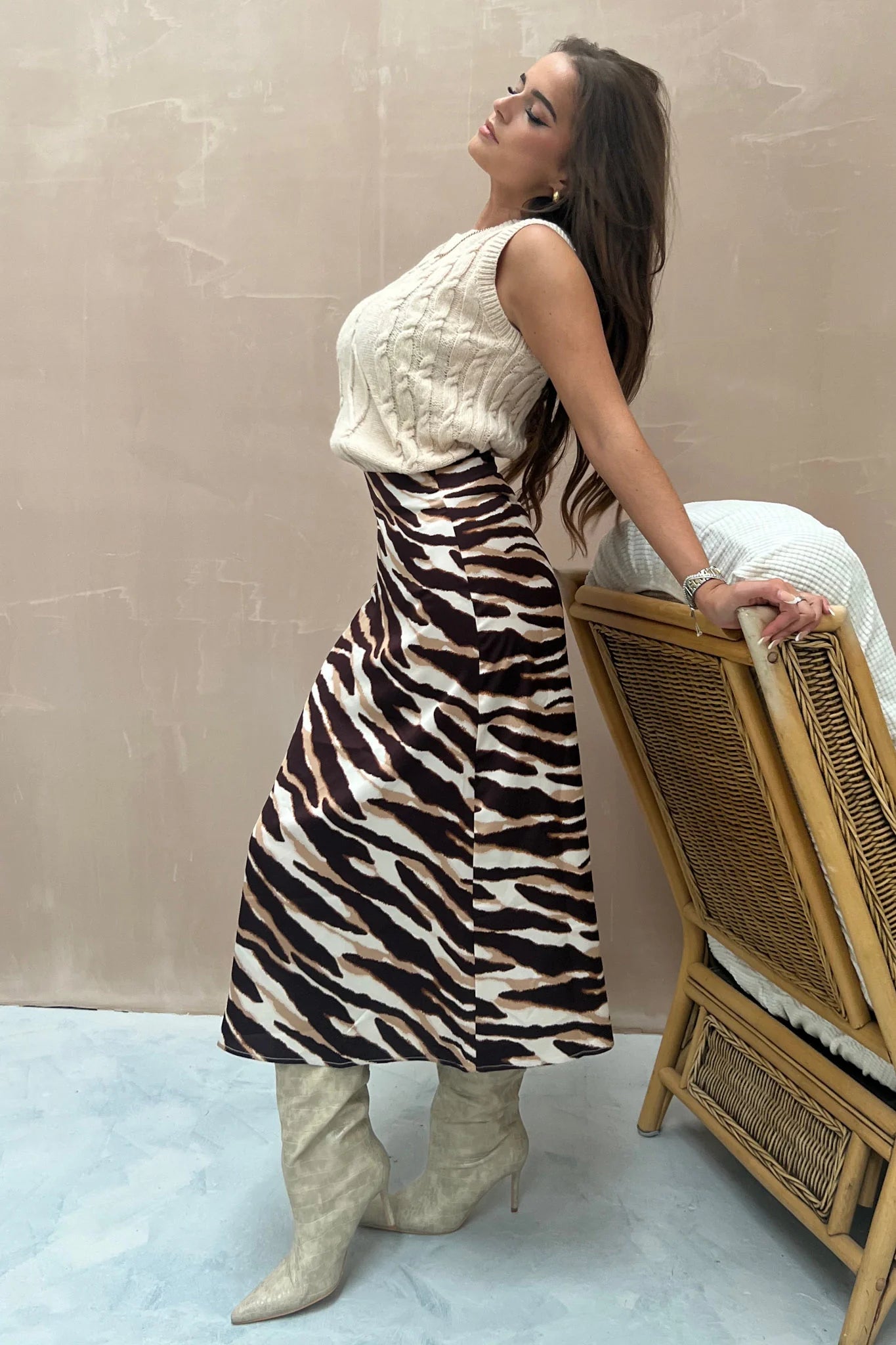 Girl in Mind - Azalea Zebra Print Midi Skirt