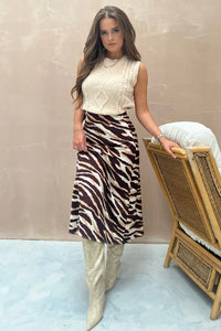 Girl in Mind - Azalea Zebra Print Midi Skirt
