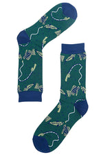 Load image into Gallery viewer, Sock Talk - Men&#39;s Fishing Green Socks
