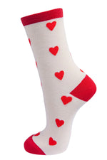 Load image into Gallery viewer, Sock Talk - Women&#39;s  Bamboo Socks | White &amp; Red Heart
