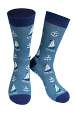 Load image into Gallery viewer, Sock Talk - Men&#39;s Nautical Navy Sailing Socks
