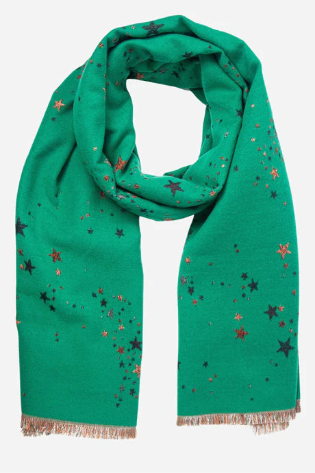 MSH - Sarta Green Heavyweight Scarf with Celestial Print