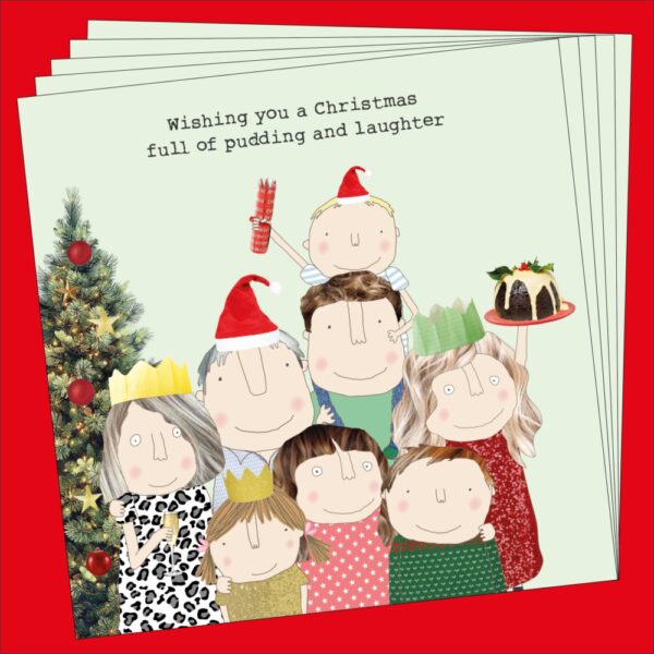 Rosie Made A Thing - Christmas Pack of 8 Cards 'Pud & Laughter'