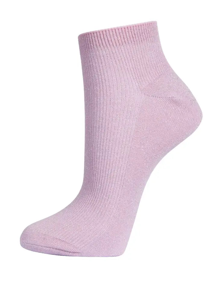 Sock Talk - Leopard Pink Glitter Anklet Trainer Socks