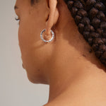 Load image into Gallery viewer, Pilgrim - Create Recycled Silver Plated Crystal Hoop Earrings

