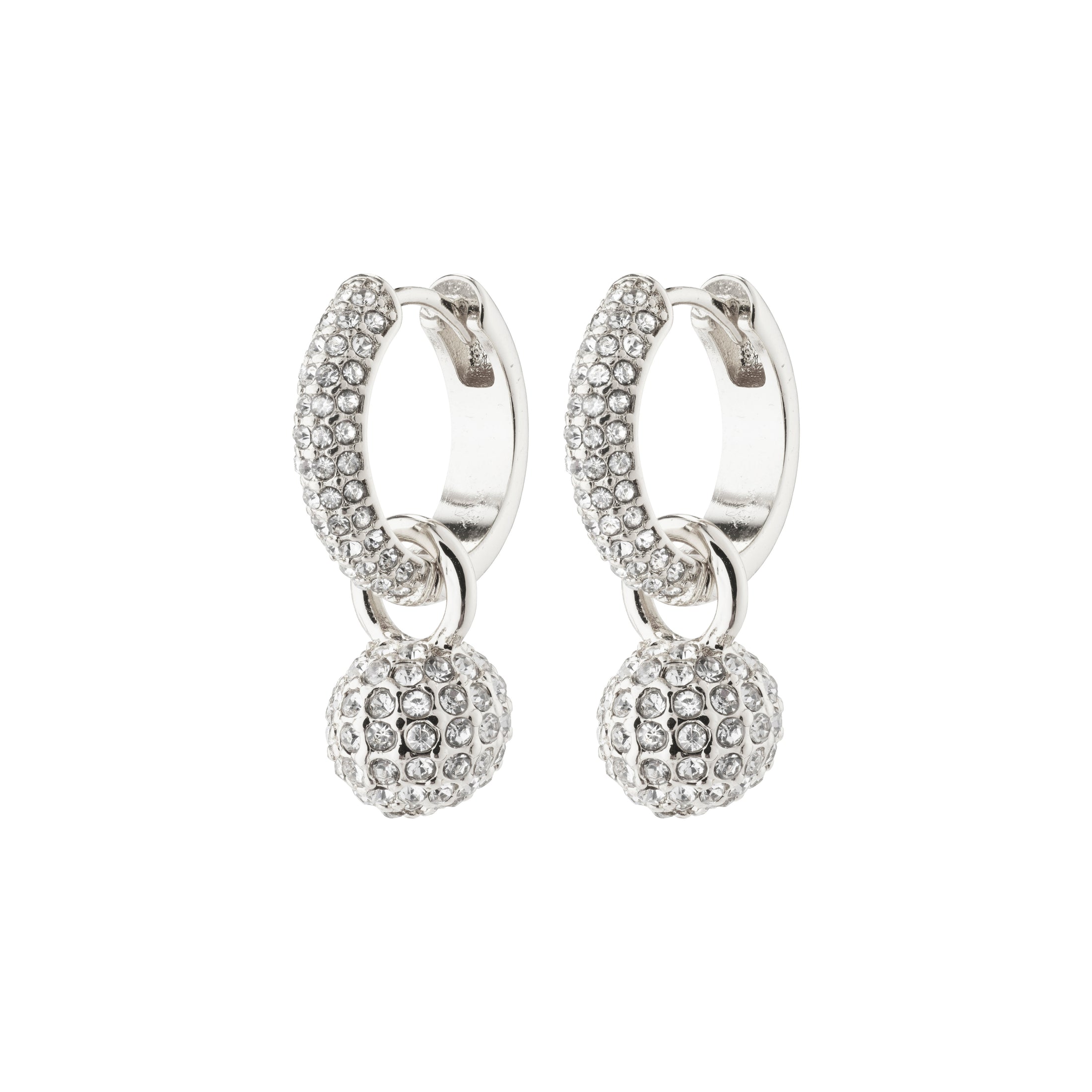 Pilgrim - Edtli Silver Plated Crystal Hoop Earrings