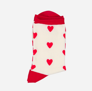 Sock Talk - Women's  Bamboo Socks | White & Red Heart