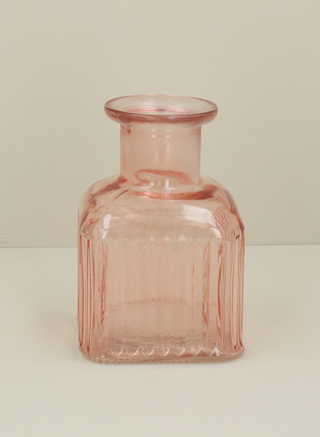 Gisela Graham - Pink Glass Square Vase